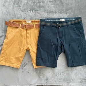 Refinery Republic Belted Chino Shorts Set of 2 Yellow and Navy Both Size 32